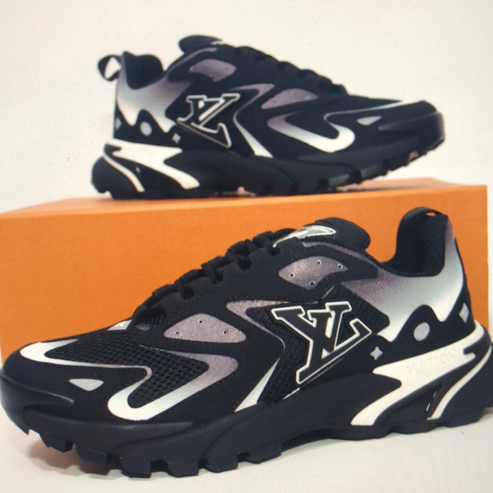 Louis Vuitton LV Logo Mesh&Leather Black/White Low Sneakers